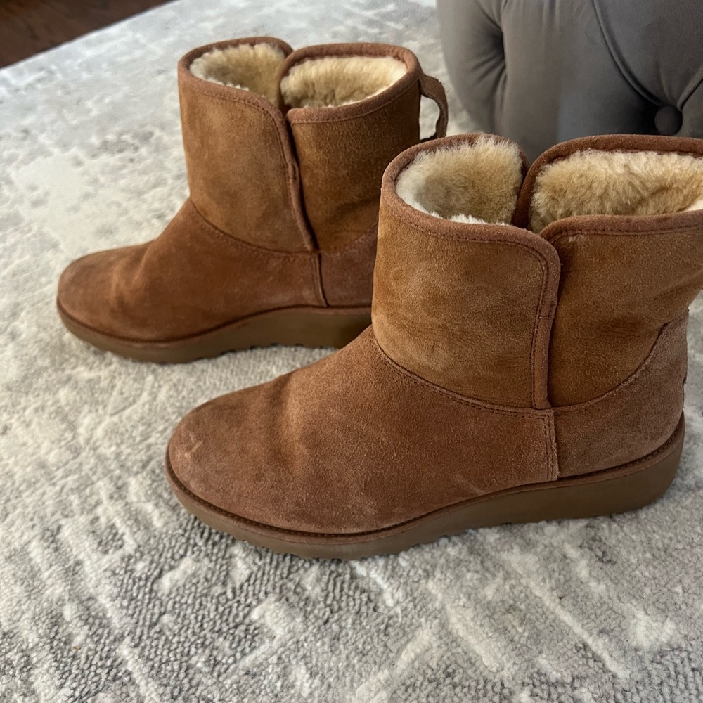 UGG Tan Suede Boots with Fur